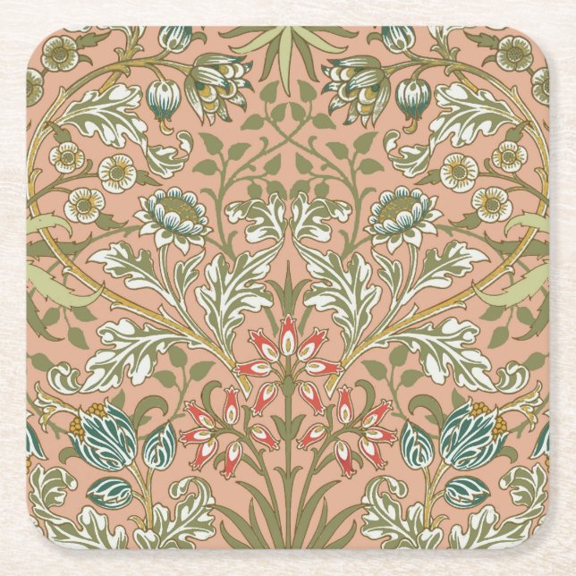 William Morris Hyacinth Flower Ro Art Underlägg Papper Kvadrat (Framsidan)