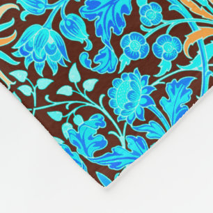 William Morris Hyacinth Print, Aqua and Brown Fleecefilt