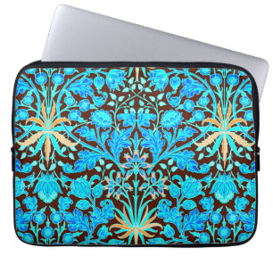 William Morris Hyacinth Print, Aqua and Brown Laptop Fodral