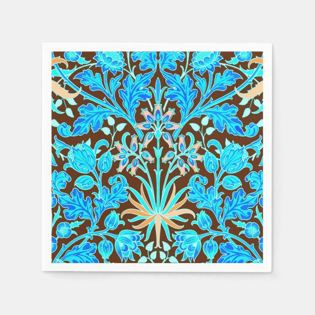 William Morris Hyacinth Print, Aqua and Brown Pappersservett (Framsidan)