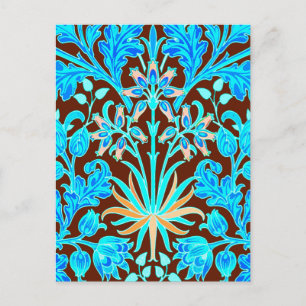 William Morris Hyacinth Print, Aqua and Brown Vykort