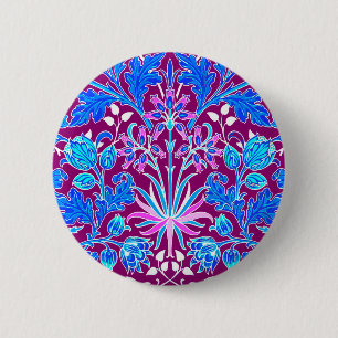 William Morris Hyacinth Print, Aqua och Lila Knapp