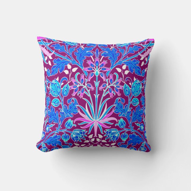 William Morris Hyacinth Print, Aqua och Lila Kudde (Framsida)