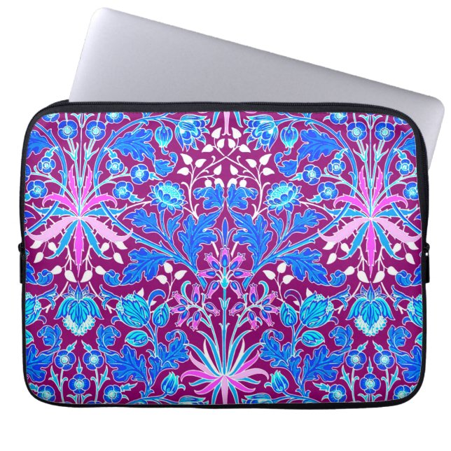 William Morris Hyacinth Print, Aqua och Lila Laptop Sleeve (Framsidan)
