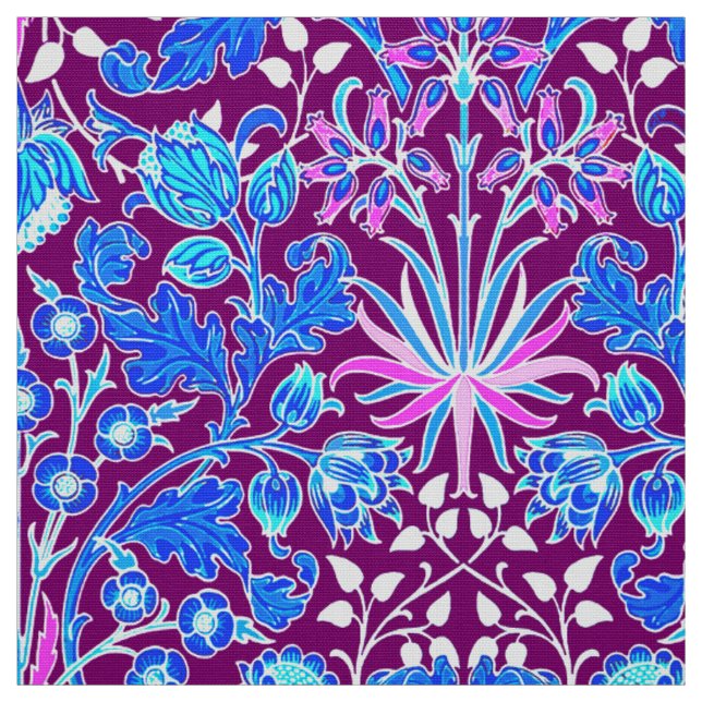 William Morris Hyacinth Print, Aqua och Lila Tyg (Provkarta)