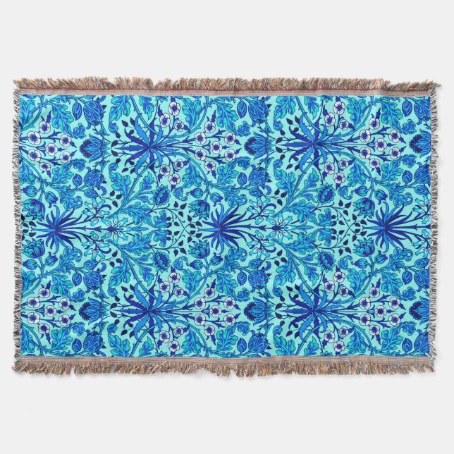 William Morris Hyacinth Print, Aqua och Turcos Filt (Framsidan)