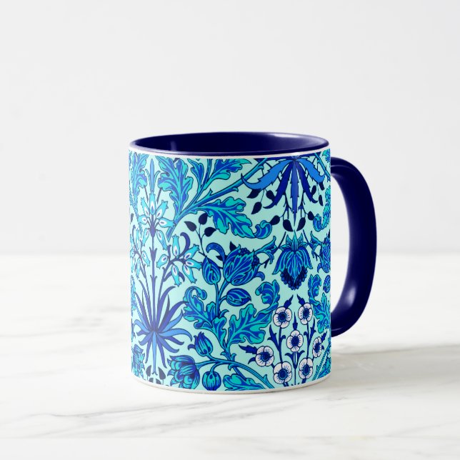 William Morris Hyacinth Print, Aqua och Turcos Mugg (Framsida höger)