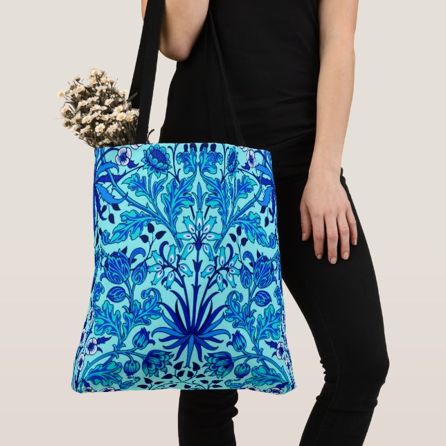 William Morris Hyacinth Print, Aqua och Turcos Tygkasse (Närbild)