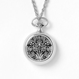 William Morris Hyacinth Print, Black and White Armbandsur
