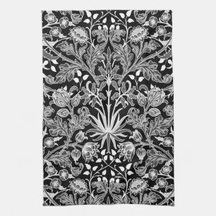 William Morris Hyacinth Print, Black and White Kökshandduk