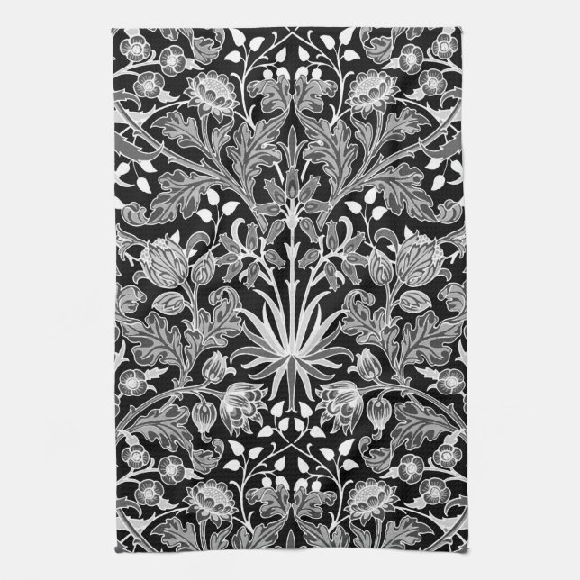 William Morris Hyacinth Print, Black and White Kökshandduk (Vertikal)