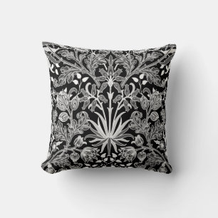 William Morris Hyacinth Print, Black and White Kudde