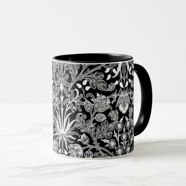 William Morris Hyacinth Print, Black and White Mugg (Framsida höger)