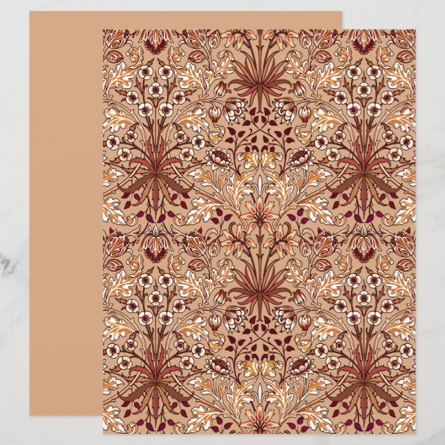 William Morris Hyacinth Print, Brown och Beige (Fram/baksida)