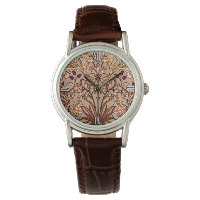 William Morris Hyacinth Print, Brown och Beige Armbandsur (Framsida)