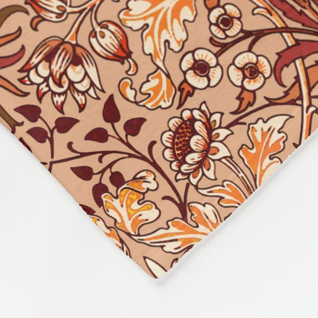 William Morris Hyacinth Print, Brown och Beige Fleecefilt (Hörn)