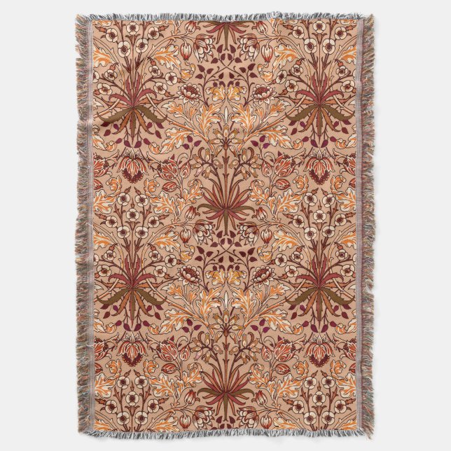 William Morris Hyacinth Print, Brown och Beige Mysfilt (Framsidan Vertikal)