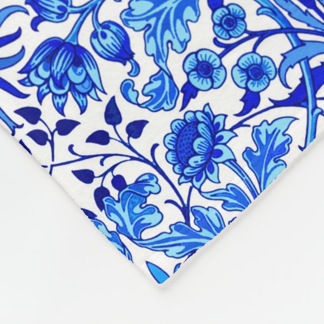 William Morris Hyacinth Print, Cobalt Blue & White Fleecefilt (Hörn)