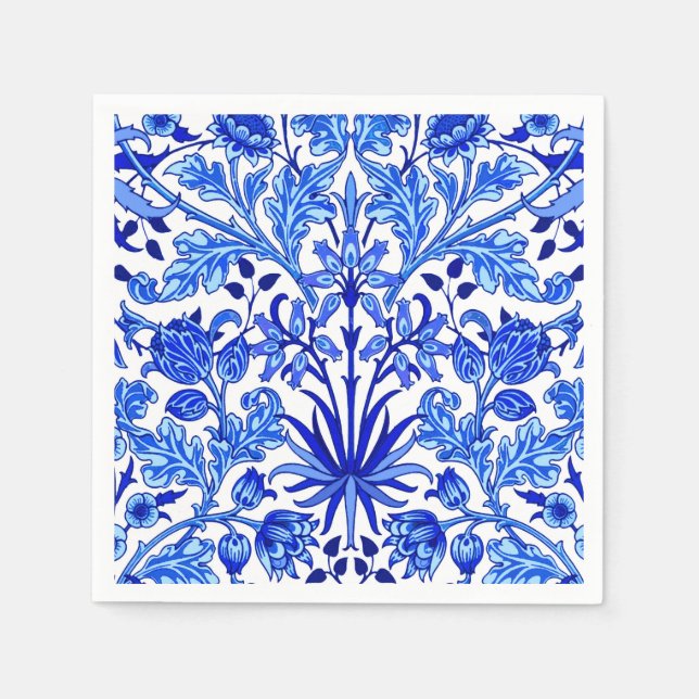 William Morris Hyacinth Print, Cobalt Blue & White Pappersservett (Framsidan)
