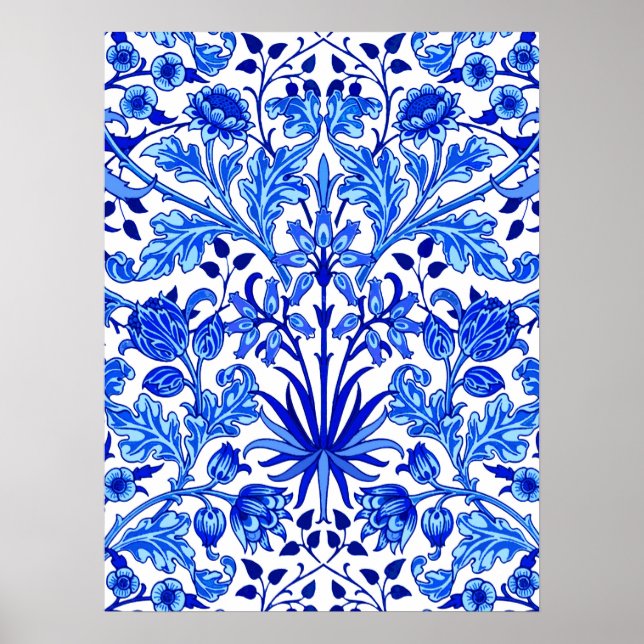 William Morris Hyacinth Print, Cobalt Blue & White Poster (Framsidan)