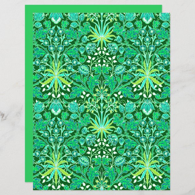 William Morris Hyacinth Print, Emerald Grönt (Fram/baksida)