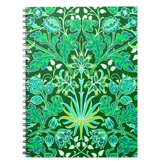 William Morris Hyacinth Print, Emerald Grönt Anteckningsbok (Framsidan)