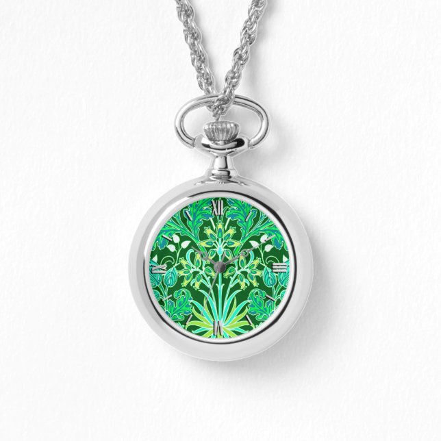 William Morris Hyacinth Print, Emerald Grönt Armbandsur (Framsida)