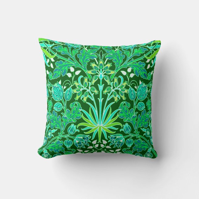 William Morris Hyacinth Print, Emerald Grönt Kudde (Framsida)