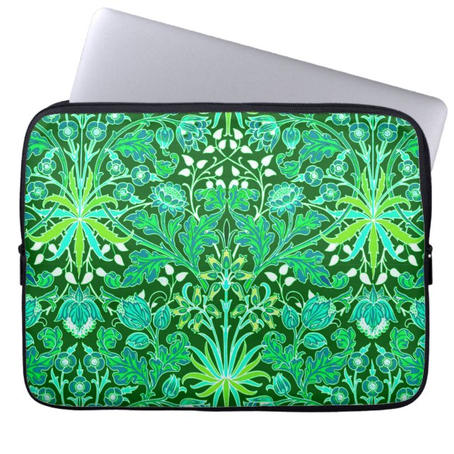 William Morris Hyacinth Print, Emerald Grönt Laptop Sleeve (Framsidan)
