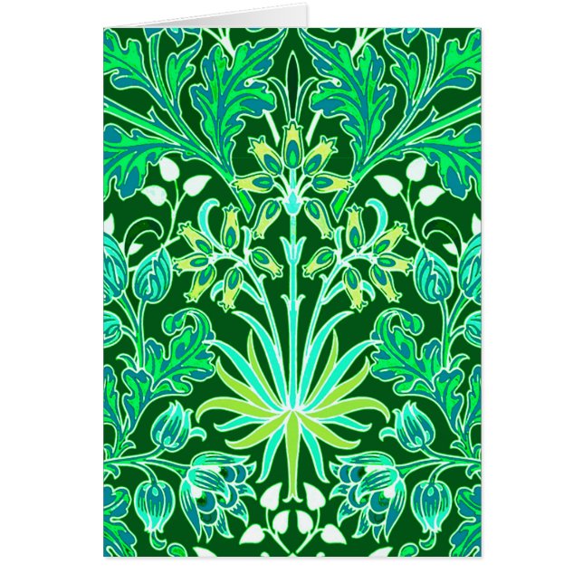 William Morris Hyacinth Print, Emerald Grönt OBS Kort (Framsidan)