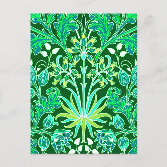 William Morris Hyacinth Print, Emerald Grönt Vykort (Framsida)