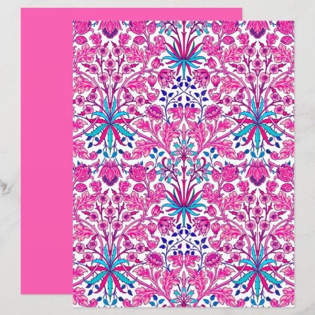 William Morris Hyacinth Print, Fuchsia Rosa (Fram/baksida)