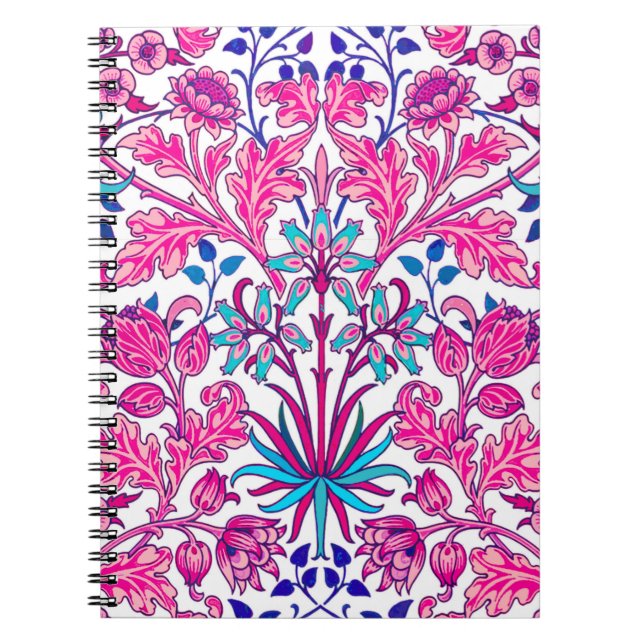 William Morris Hyacinth Print, Fuchsia Rosa Anteckningsbok (Framsidan)