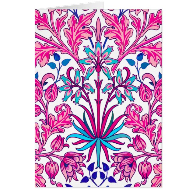 William Morris Hyacinth Print, Fuchsia Rosa OBS Kort (Framsidan)