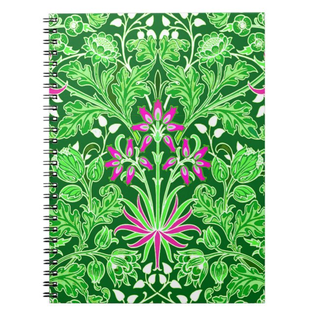 William Morris Hyacinth Print, Lime and Emerald Anteckningsbok (Framsidan)