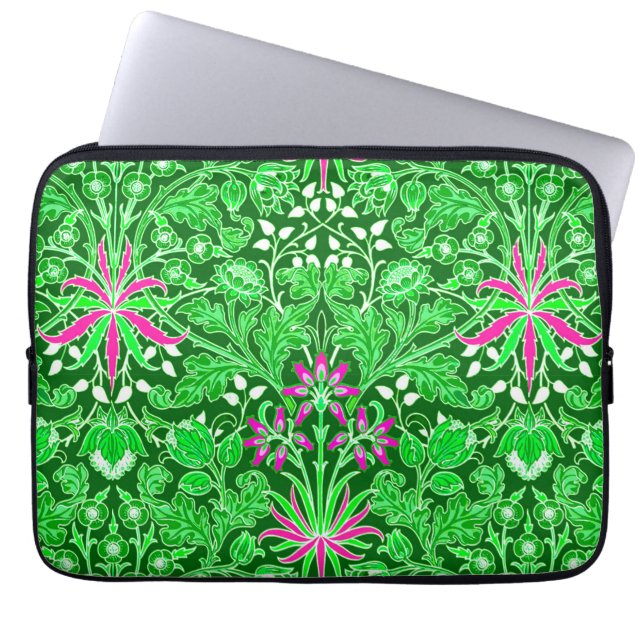 William Morris Hyacinth Print Lime & Emerald Grönt Laptop Fodral (Framsidan)