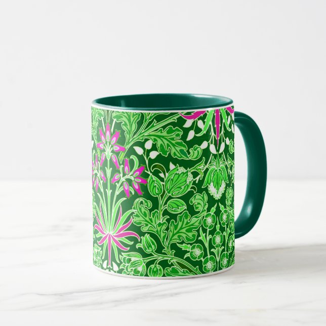 William Morris Hyacinth Print Lime & Emerald Grönt Mugg (Framsida höger)