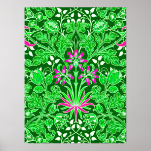 William Morris Hyacinth Print Lime & Emerald Grönt Poster
