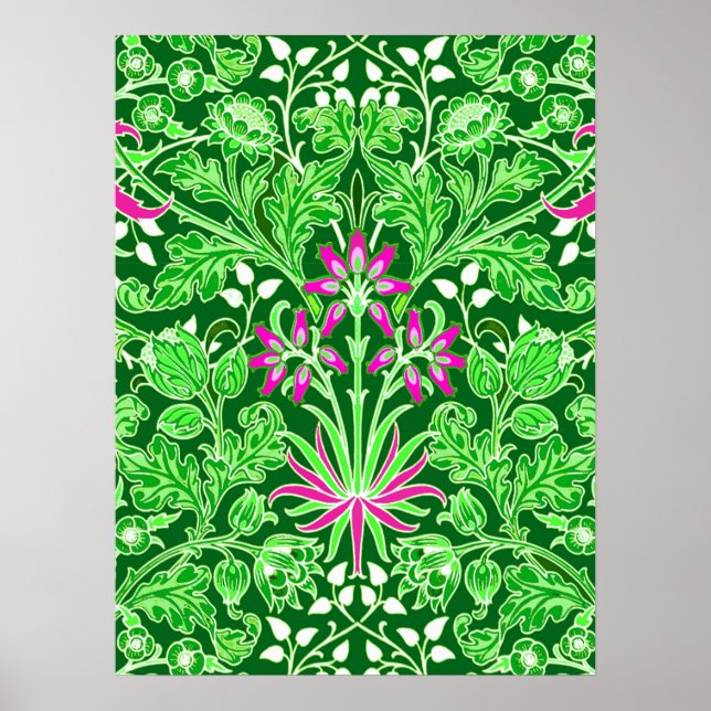 William Morris Hyacinth Print Lime & Emerald Grönt Poster (Framsidan)