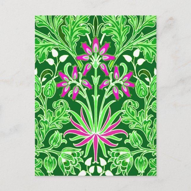 William Morris Hyacinth Print Lime & Emerald Grönt Vykort (Framsida)