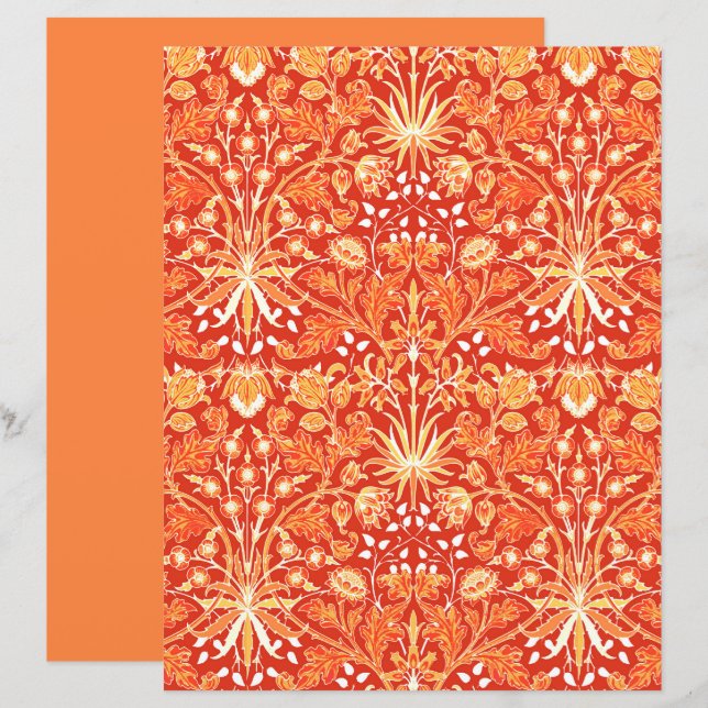 William Morris Hyacinth Print, Mandarin Orange (Fram/baksida)
