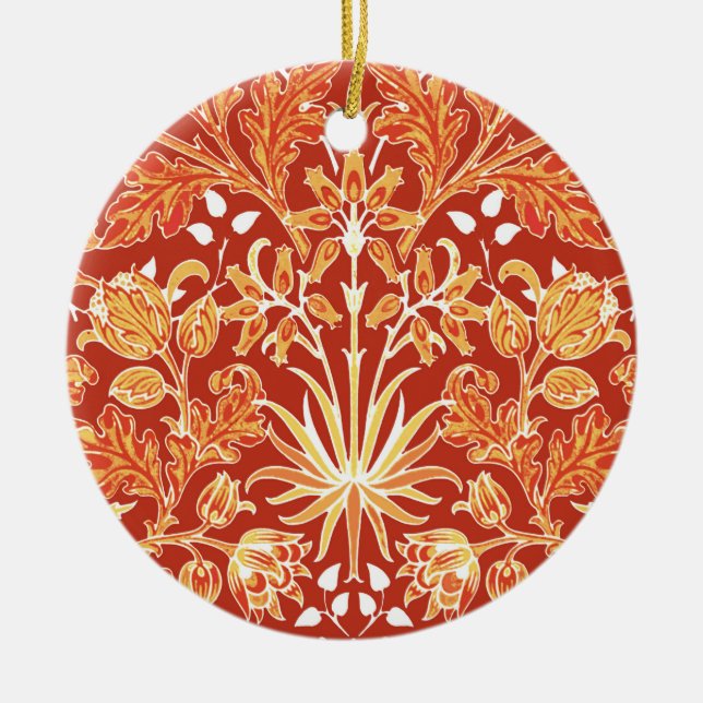 William Morris Hyacinth Print, Mandarin Orange Julgransprydnad Keramik (Framsidan)