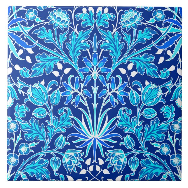 William Morris Hyacinth Print, Navy & Cobalt Blue Kakelplatta (Framsidan)
