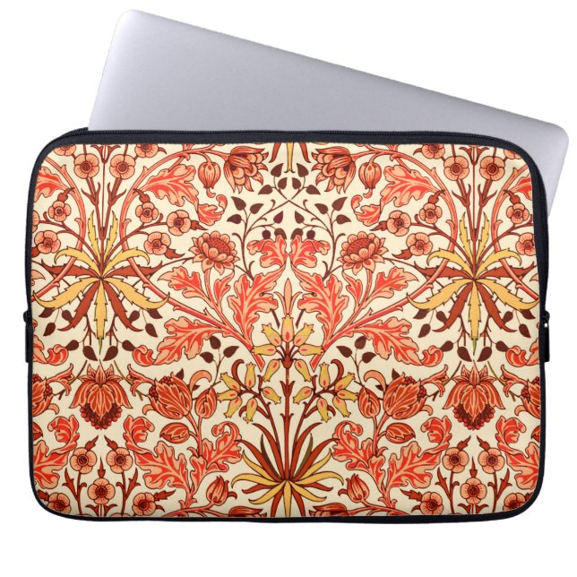 William Morris Hyacinth Print, Orange och Rust Laptop Sleeve (Framsidan)