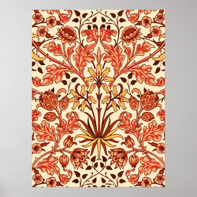 William Morris Hyacinth Print, Orange och Rust Poster (Framsidan)