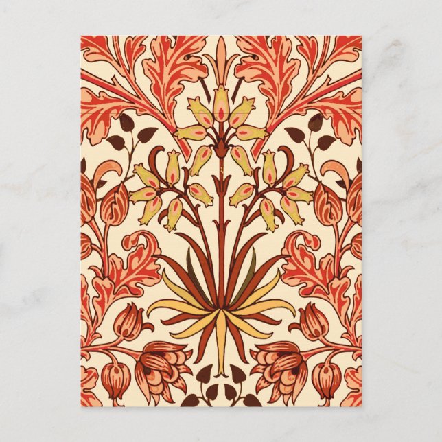 William Morris Hyacinth Print, Orange och Rust Vykort (Framsida)