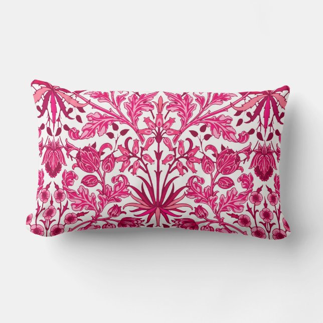 William Morris Hyacinth Tryck, Burgundy och Rosa  Lumbarkudde (Framsida)