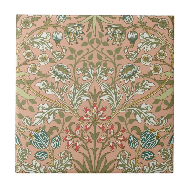 William Morris Hyacintmönster Dammrosa Kakelplatta (Framsidan)