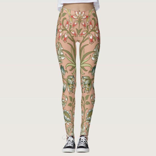 William Morris Hyacintmönster Dammtrosa Leggings (Framsida)