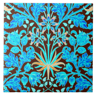 William Morris hyacinttryck, Aqua och brunt Kakelplatta